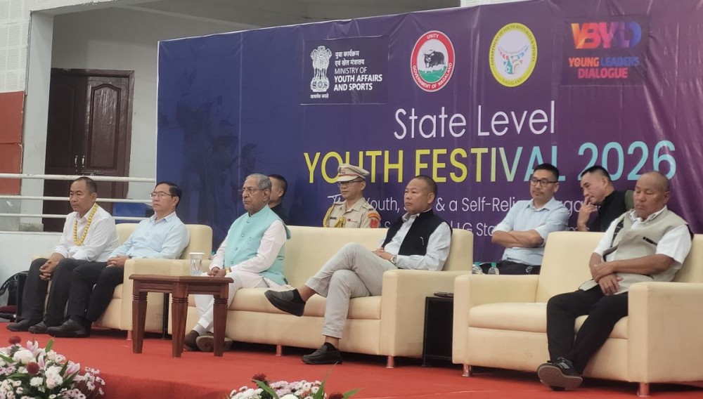 Governor Nand Kishore Yadav with other officials during State Level Youth Festival 2026 in Kohima on September 29. (Morung Photo)